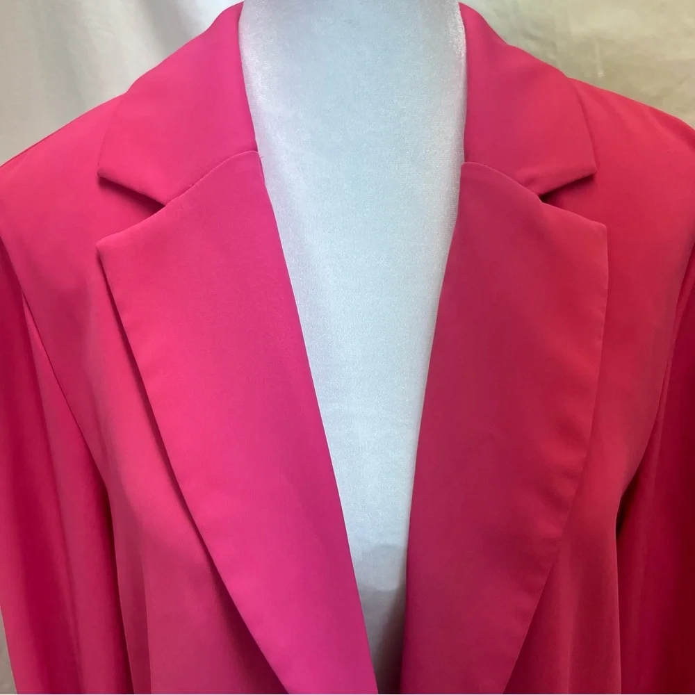 Joseph Ribkoff hot pink, lightweight, extra long blazer. - Picture 4 of 11